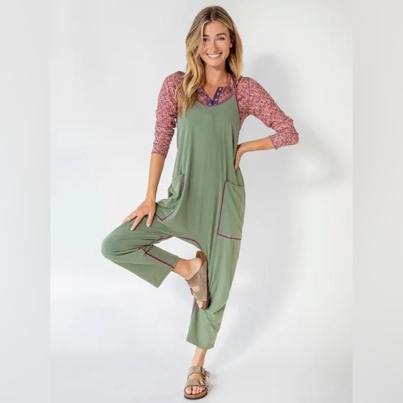 Natural life Lucy jumpsuit green/purple size medium - Picture 3 of 7